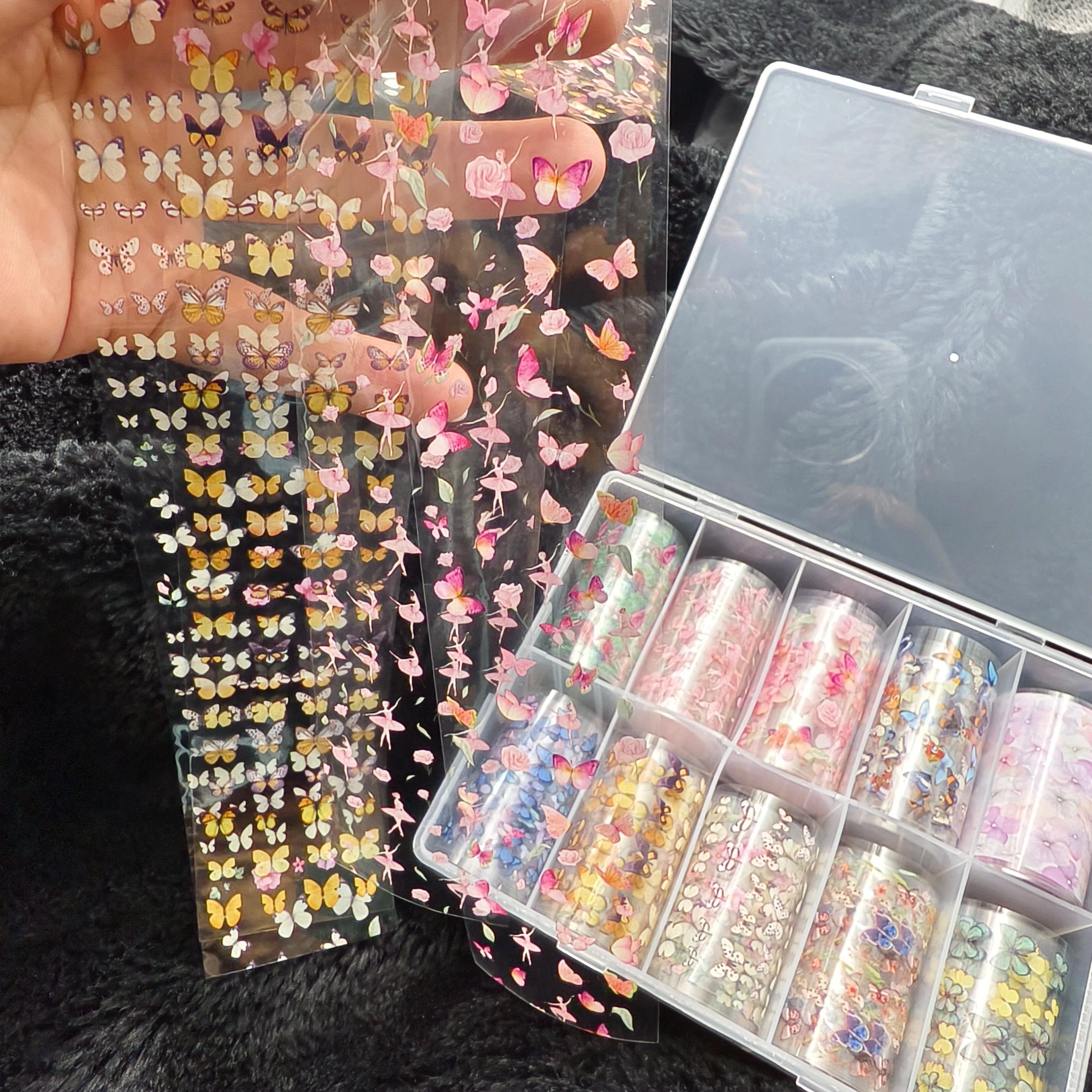 10Rolls Halloween Flower Plaid Angel Marble Bow Nail Foils Transfer Paper Nail Art Stickers Decal Nails Decoration