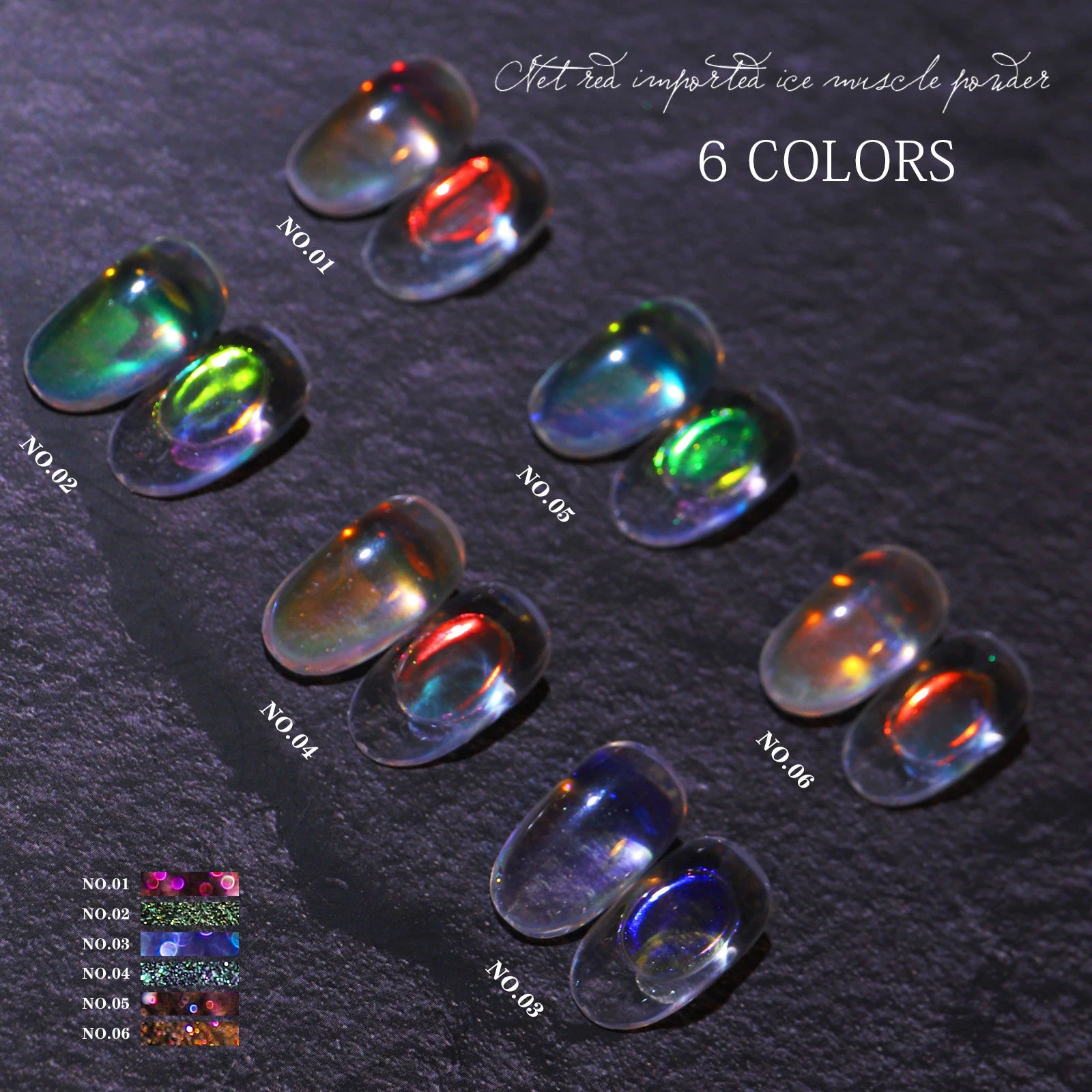 Nail Glitter Aurora Ice Transparent Laser Magic Aurora Rainbow Mirror Gel Pigment Powder Chrome Nai Charm Art Decoration Tools