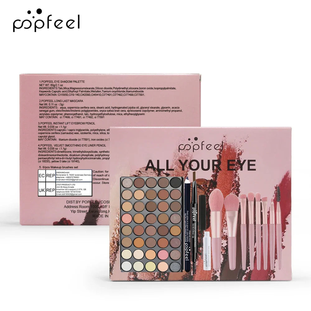 40 Colors Eyeshadow Palette Set, Eyebrow Pencil Eyeliner Pen Mascara With A Set Of Makeup Brushes Eye Cosmetics
