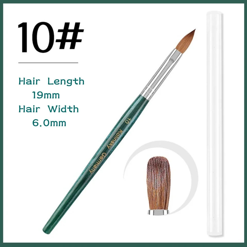 100% Kolinsky Acrylic Nail Brush Nail Art Brushes with Green Plastic Handle Acrylic Nail Tools