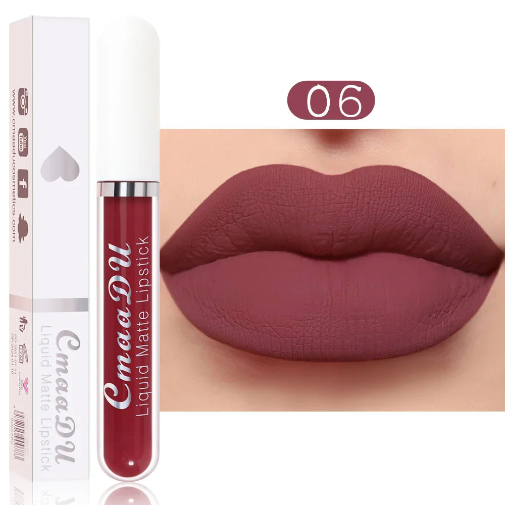 CmaaDu 1 Pcs Matte Lip Gloss Liquid Lipstick- Lip Stains with Long-Lasting Waterproof, Adult Age Range, Red Tones Easy to Color
