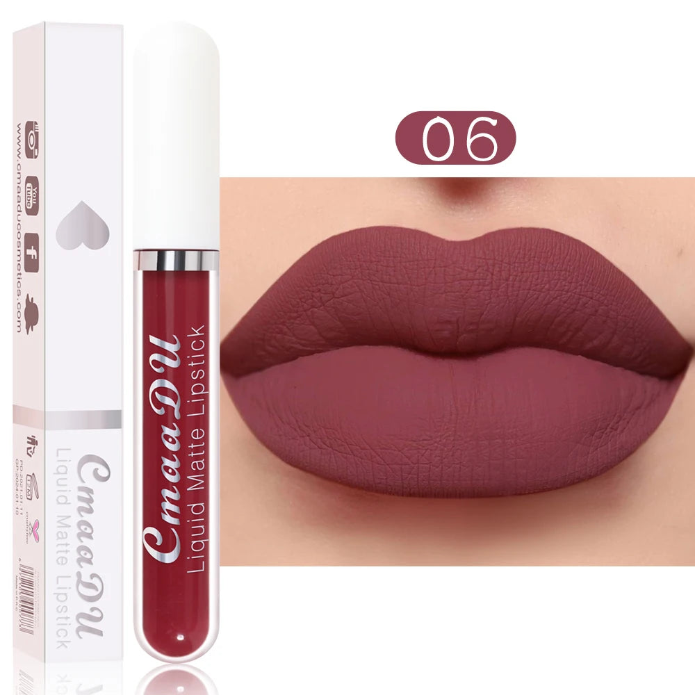 CmaaDu 1 Pcs Matte Lip Gloss Liquid Lipstick- Lip Stains with Long-Lasting Waterproof, Adult Age Range, Red Tones Easy to Color