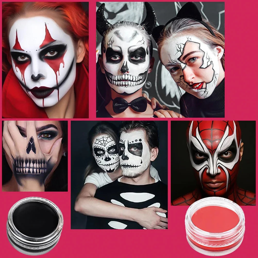 Professional Halloween Makeup Kit Face Body Paint White Black Red Special Effects Christmas Cosplay Party Supplies