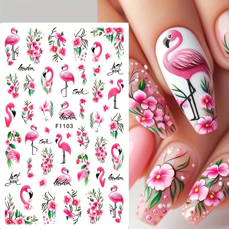 Spring and summer flower butterfly nail stickers, used for DIY nail decoration in daily life, festivals, parties, and weddings