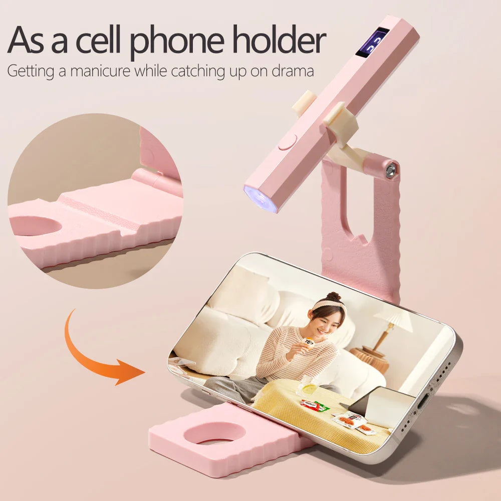 LULAA Cordless Nail Lamp with Stand Handheld UV Light with LCD Display for Gel Nails Rechargeable USB Nail Dryer for Fast Curing