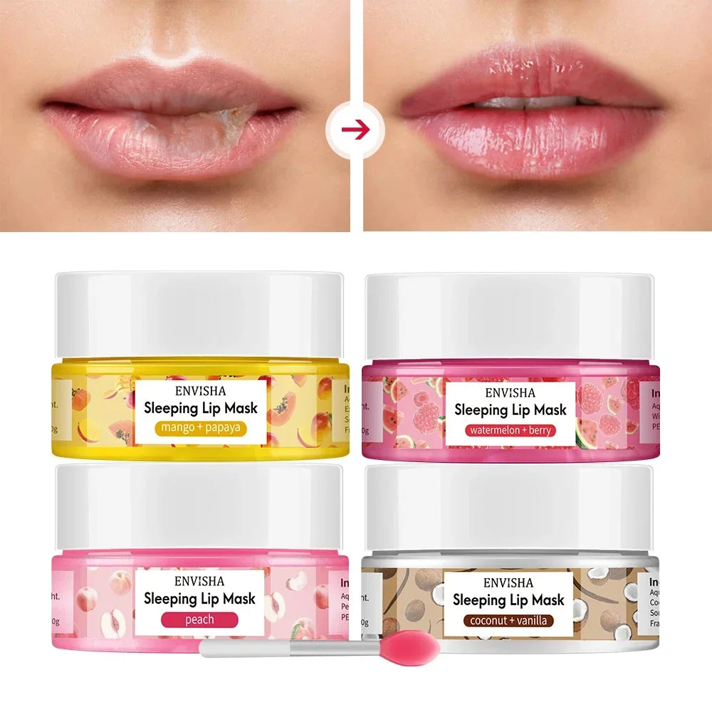ENVISHA Coconut Lip Sleep Mask Night Sleeping Maintenance Moisturizing Fade Lines Nourishing Balm Skin Care Beauty Health 20g
