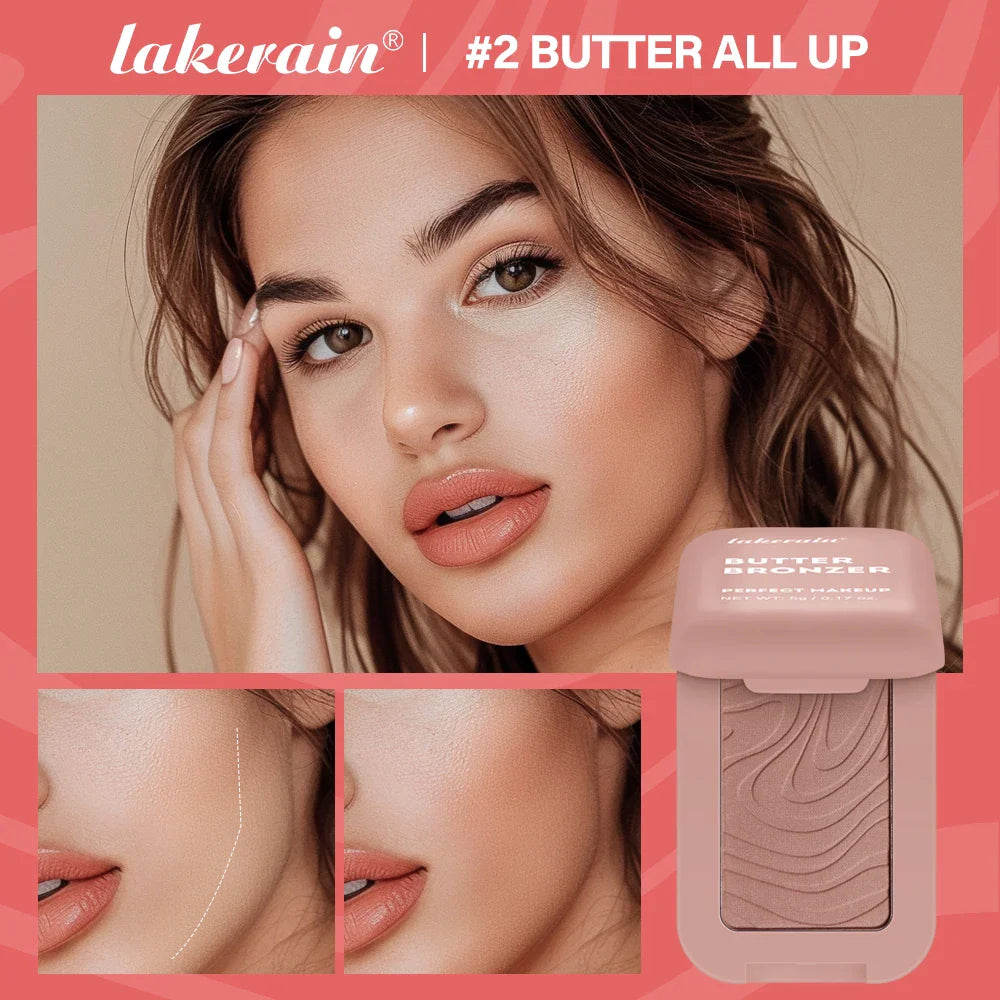 Lakerain Butter Bronzer Cream Women Waterproof Genteel Girl Nude Makeup Silky Shimmer Monochrome Blush Korean Face Cosmetics