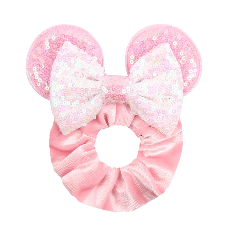 Women Ears Hair Scrunchies Velvet Hairbands For Girls Sequins Bows Headband Women Trip DIY Accessories Mouse Party Decor