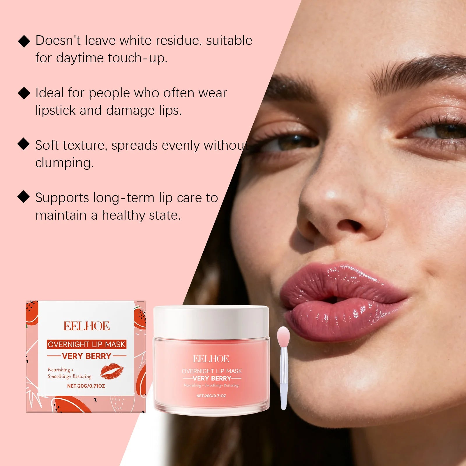 Lip Mask Berry Overnight Lip Sleeping Mask Stuffer Luxurious Lip Care for Dryness & Flaky Skin Moisturizing Without Greasiness