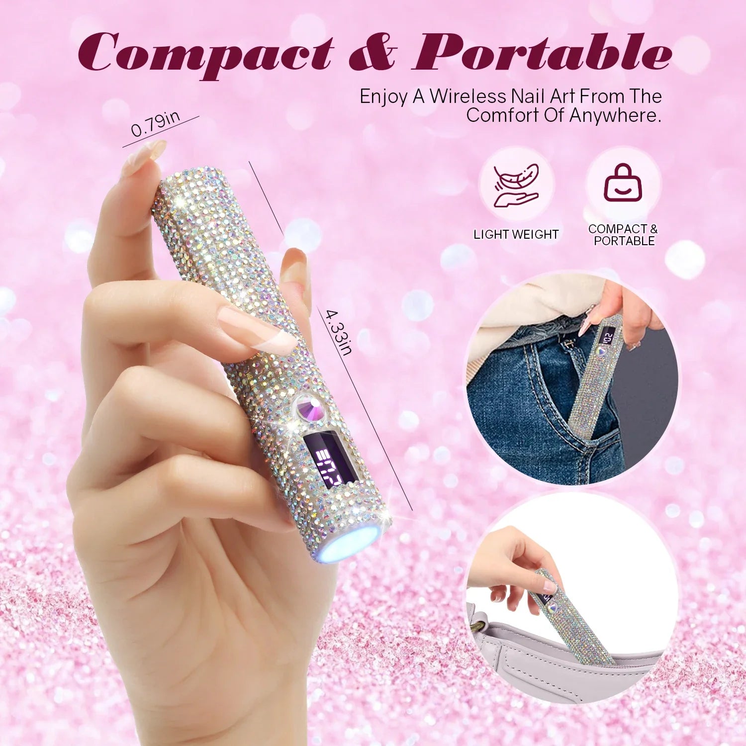 DianaBeauty Handheld Nail Dryer Lamp UV/LED Nail Curing All Gel Polish Nail Art Tool USB Rechargeabl Quick Dry Nail Lamp