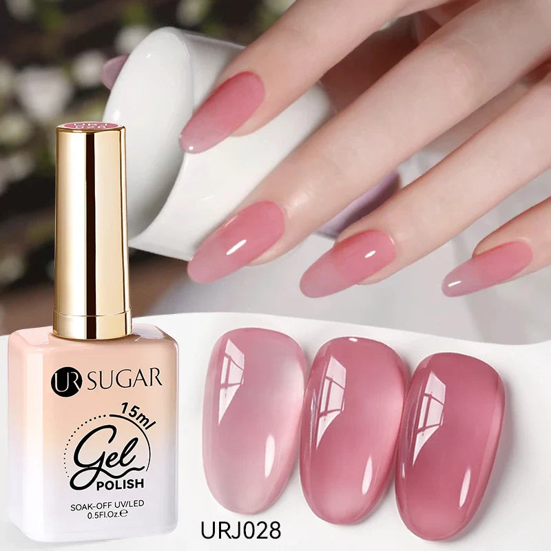 UR SUGAR 15ml Jelly Nude Gel Nail Polish Light Pink Translucent Color Soak Off UV LED Gel Varnish Nail Art DIY Fashion Manicure
