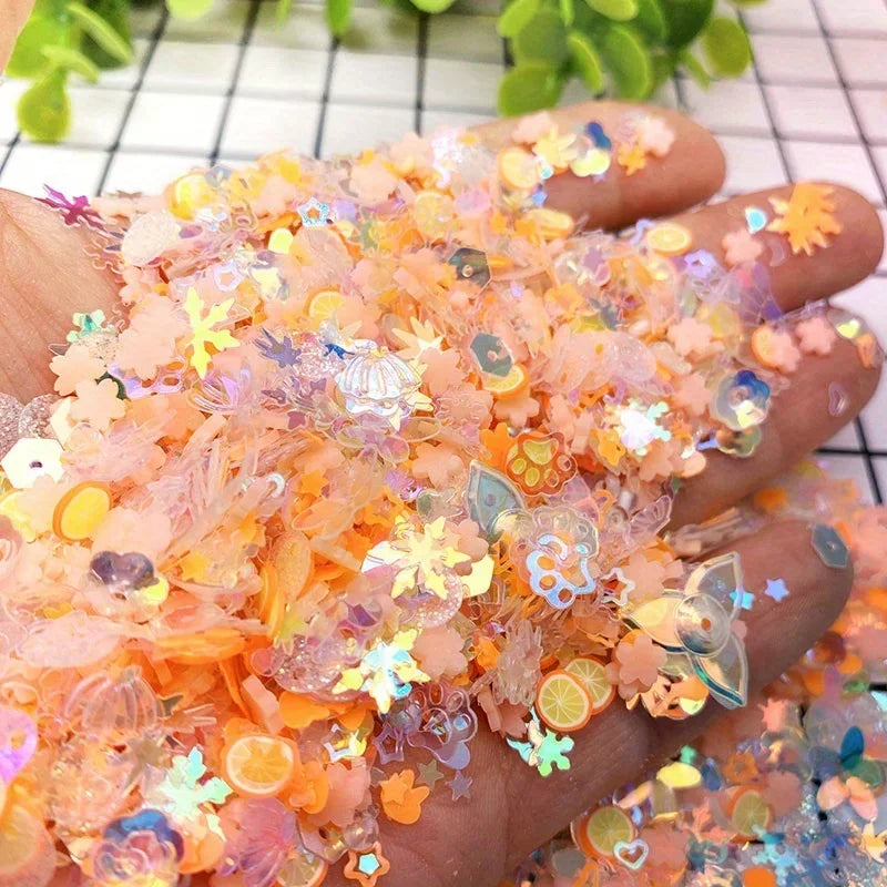 10g Luminous Soft Clay Sequins Polymer Clay Sequins Glitter Slices for DIY Nail Art Mobile Mixed Patches Slime Jewelry Decor
