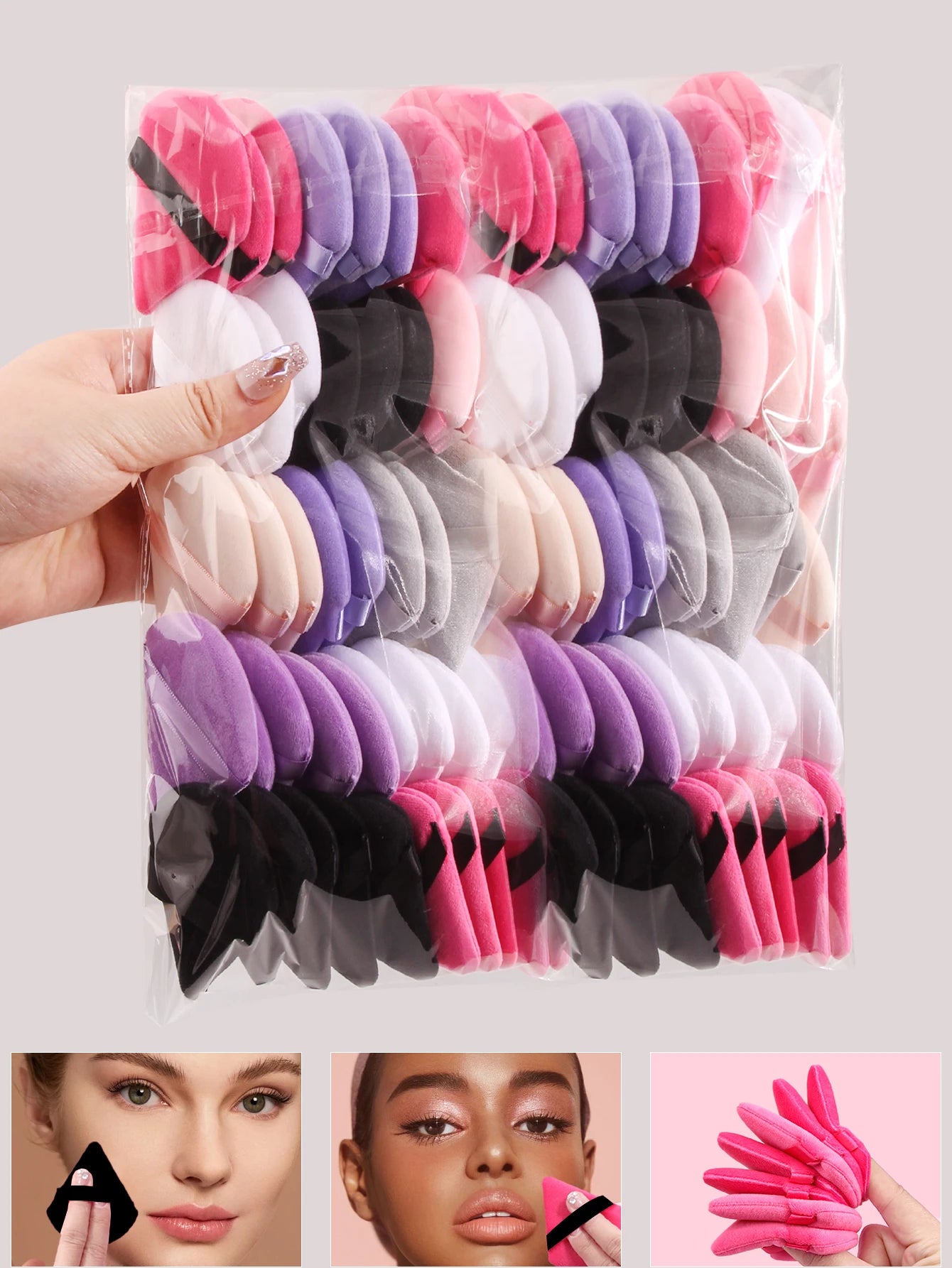 2Pcs/100Pcs Triangle Powder Puff For Loose Powder Liquid Cosmetic Soft Plush Powder Puff Makeup Foundation Puff Makeup Tool