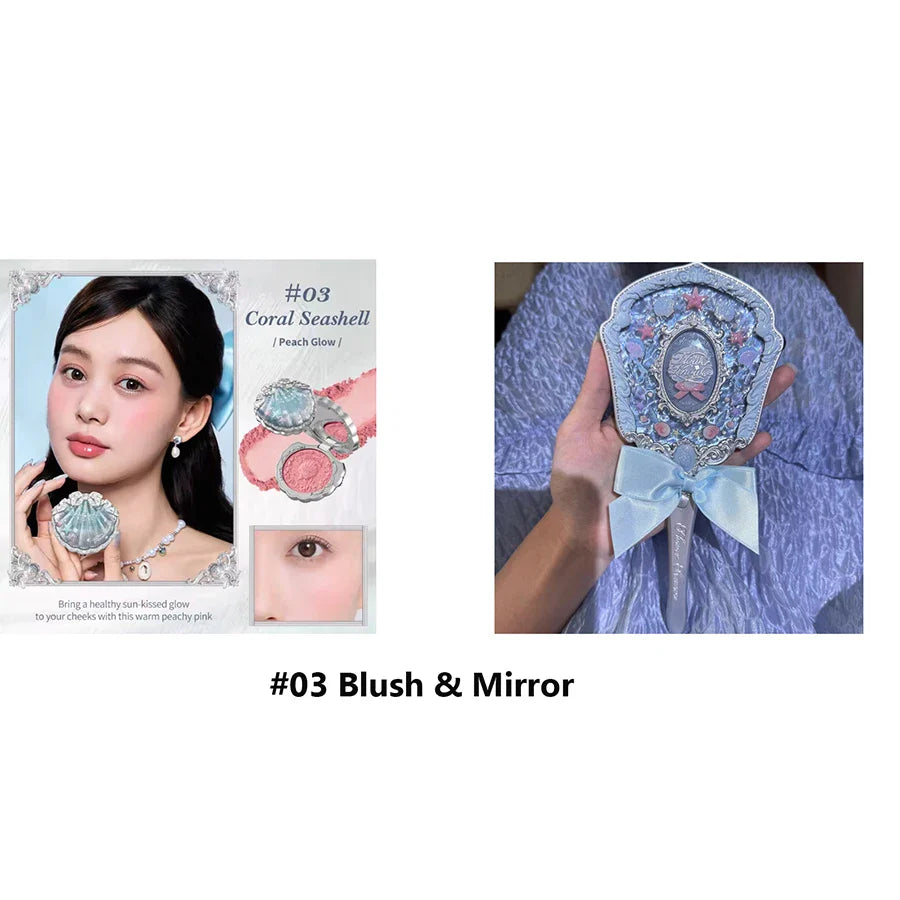 Flower Knows Shells Jewel Makeup Set for Women - Eyeshadow Blush Lip Glaze Full Kit - Gift Set