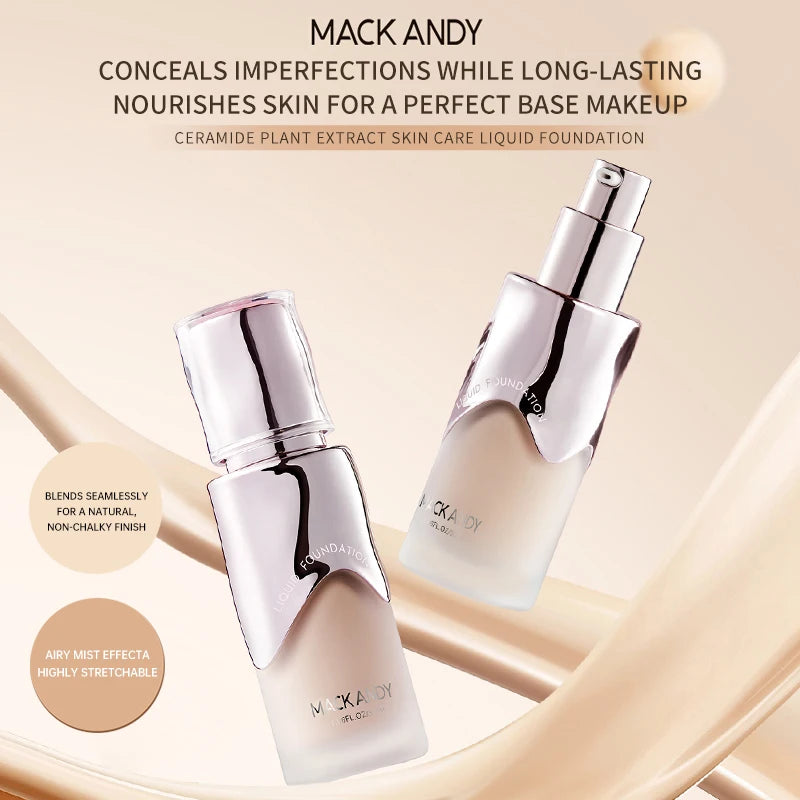 MACKANDY Natural Botanical Liquid Foundation Full Coverage Non-Greasy for Combo &Oily Skin Easy-to-apply Matte Finish Foundation