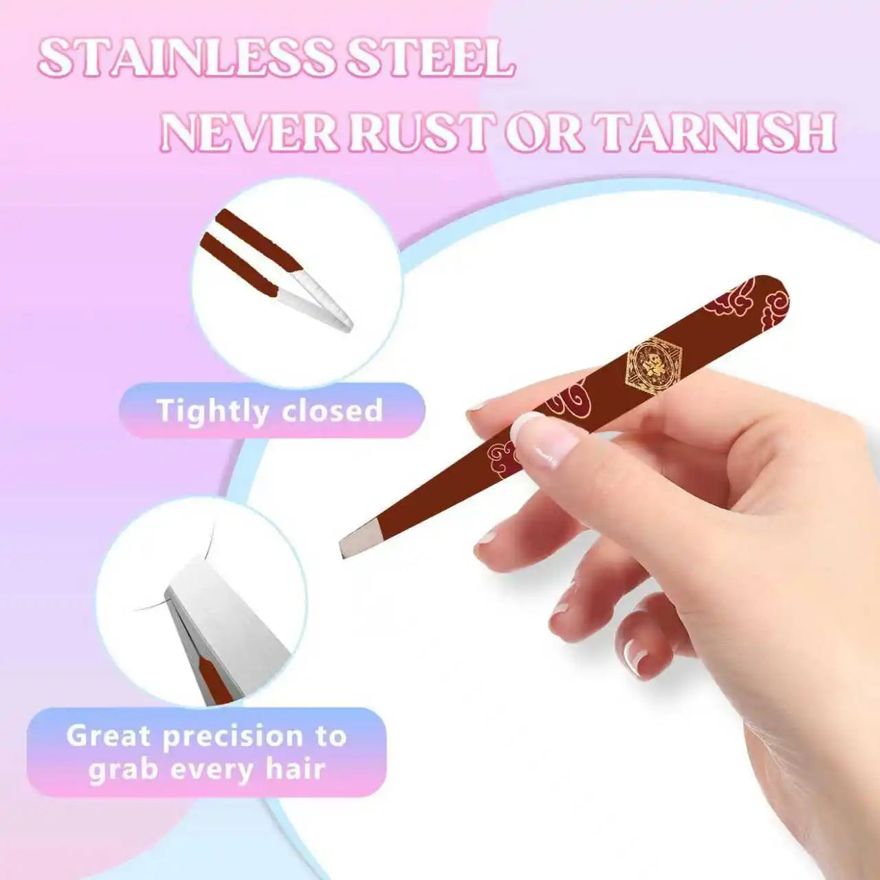 Stainless Steel Tweezer Set 4 Precision Tweezers with Leather Case Ideal Eyebrow Kit Ingrown Hair Tweezers Splinter Removal Kit