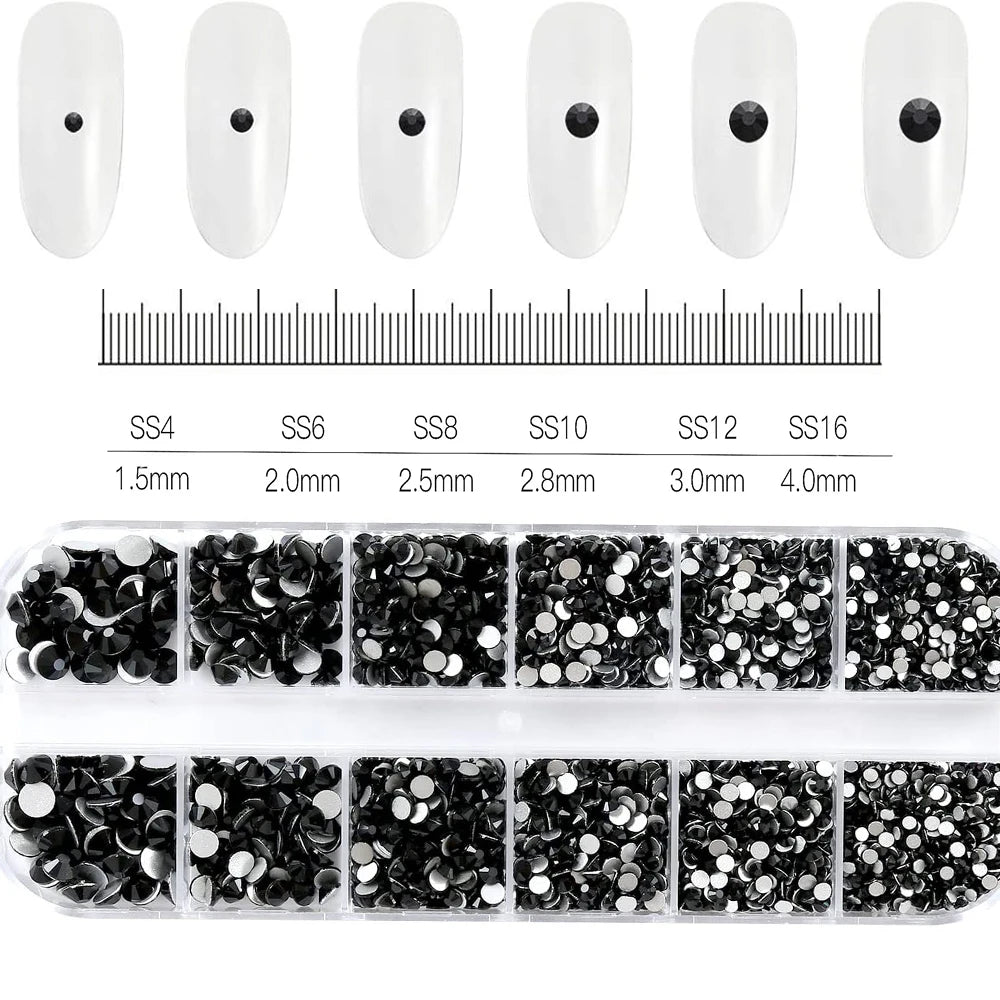 12Grids Pink Mixed Nail Rhinestones Luxury Nail Charms Glitter Crystal Jewelry Gems Nail Art Decoration DIY Manicure Rhinestones