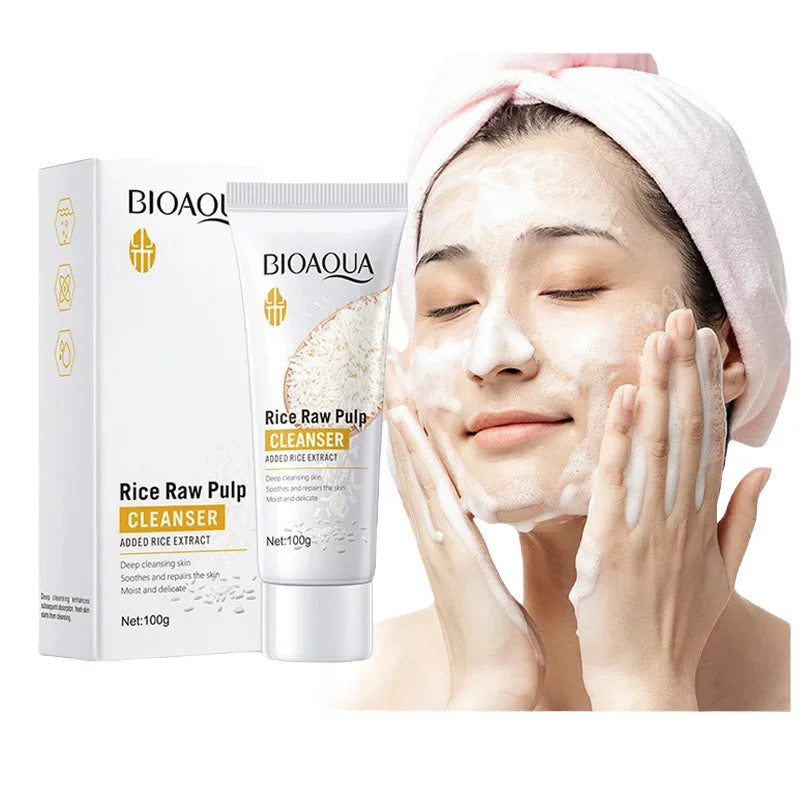 BIOAOUA Rice Cleanser Raw Pulp Oil Control Moisturizing Deep Cleaning Care Skin 100g