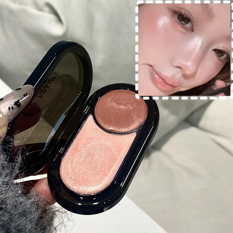Herorange Crimson Shadow Dual-Color Multi-Use Cream Has a Fine Texture, Long-Lasting Color, Natural Nude Makeup, Pearlescent Matte Highlighter Blush Cosmetics