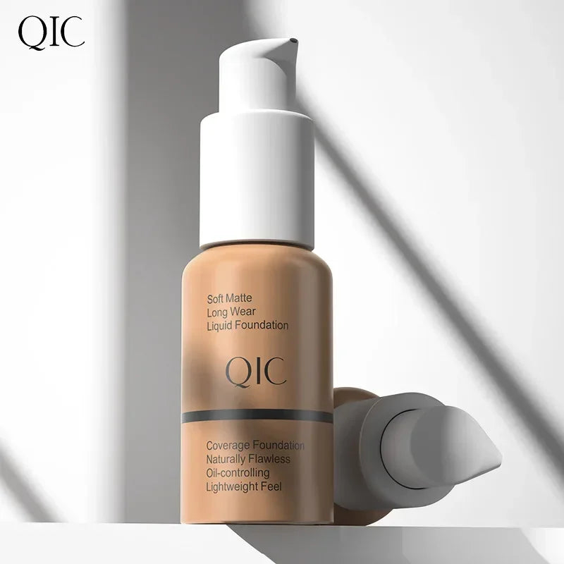 QIC Soft Matte Liquid Foundation Jewel Light Brightening Moisturizing Oil-Control Wheat Fit BB Cream Concealer Makeup