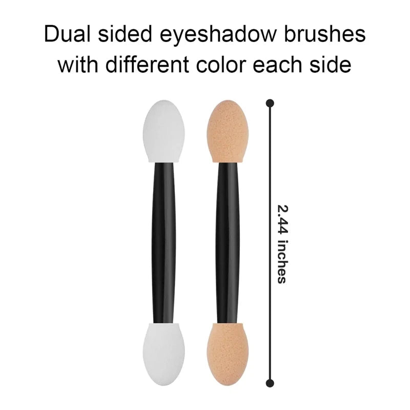 Cuttte 50/100PCS Disposable Dual Sides Eye Shadow Sponge Applicators with Container, Length Eyeshadow Brushes Makeup Applicator