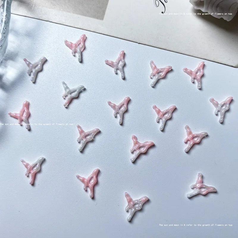 20pcs Cute Magic Wand Nail Art Accessories 3D Resin Nail Charms Pink Luminous Heart-shaped Bow Scepter Nail Art Decoration Parts