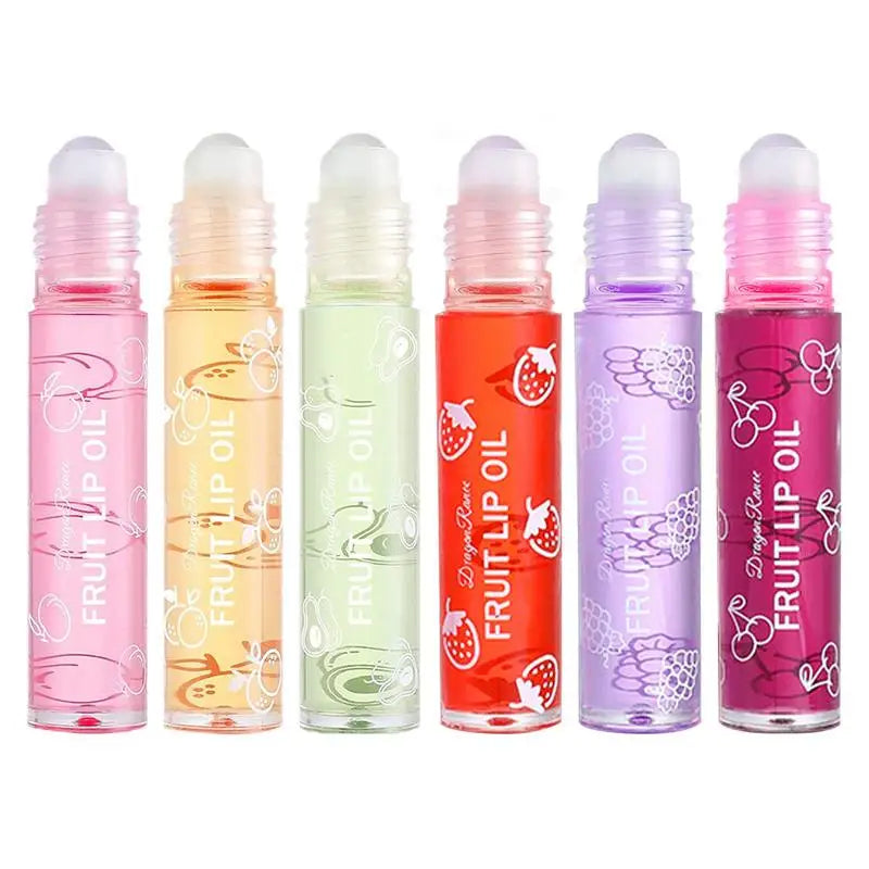 Transparent Hydrating Lip Gloss Fruit Roll-on Balm Lip Makeup Gloss Oil Primer Moisturizing Clear Lip Oil Long Lasting Cosmetics