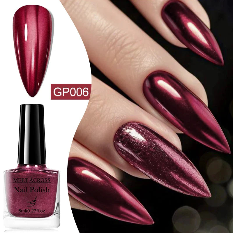 8ml Metallic Nail Polish Mirror Effect Fast Drying Long-Lasting Nails Art Polish DIY No Need Lamp Cure Manicure Nail Supplies