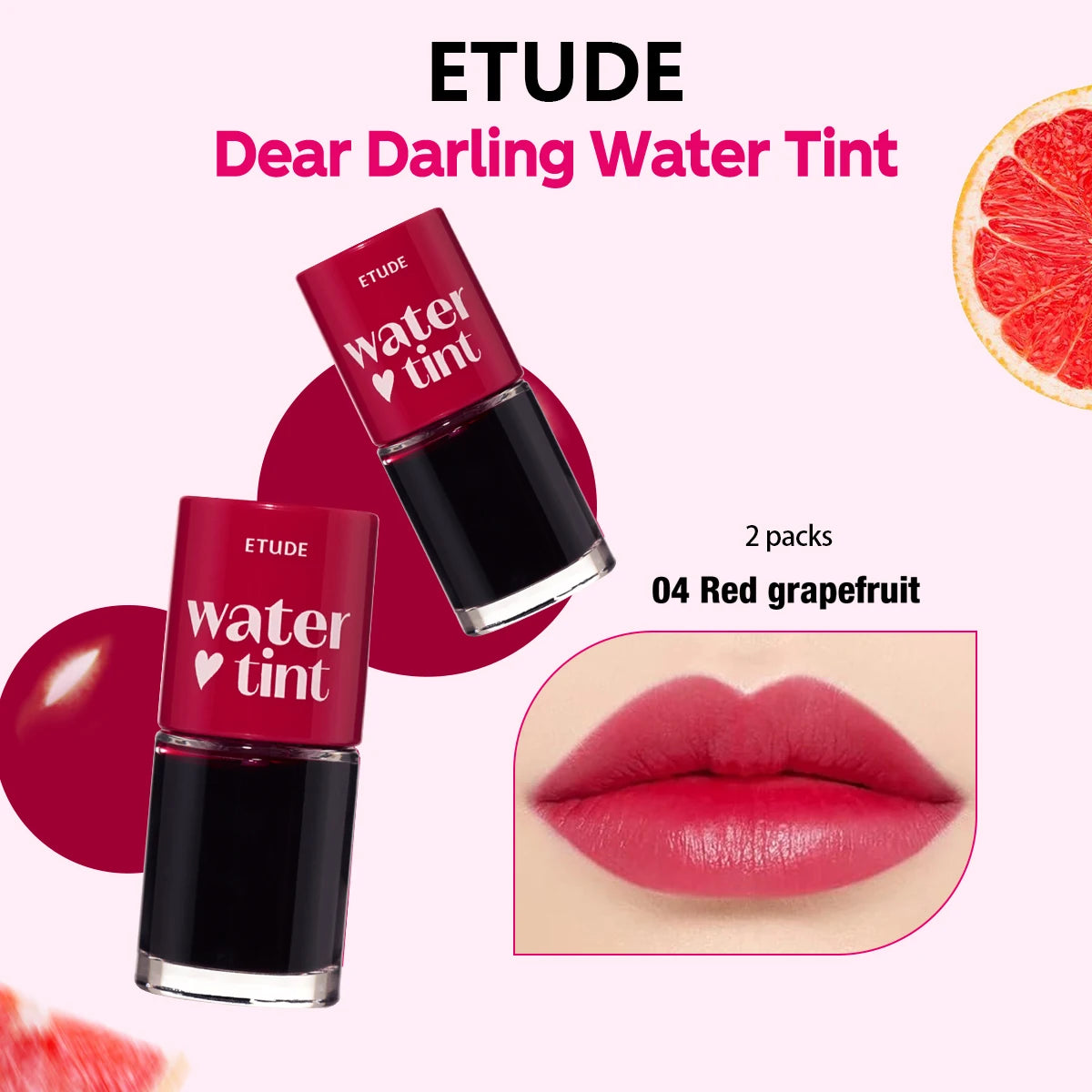 ETUDE Dear Darling Water Tint,Non-Sticky & Breathable,Watercolor-Like Sheer Finish,Brightening Lip Tint,K-Beauty,Korean Makeup