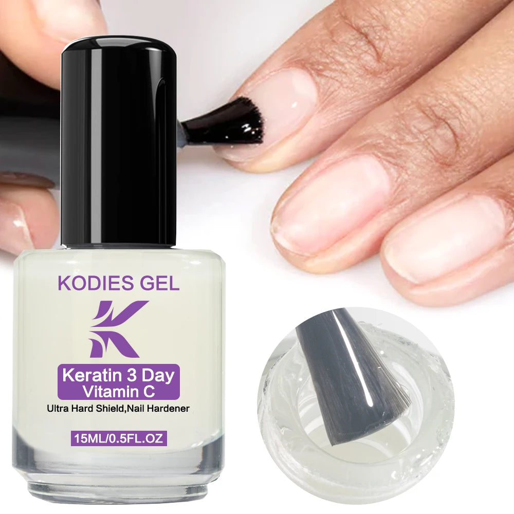 KODIES GEL 3 Day Nail Strengthener Normal Growth Polish Natural Tint Nail Protectant Finish Stronger Hardener for Repair Care