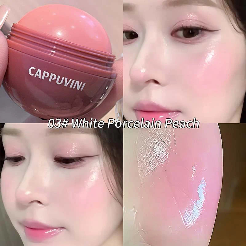 Cappuvini Juice Blush Ball Water Light Blusher Brightening Face Easy Color Multi-Use Blush Makeup Suitable for Lips and Cheeks
