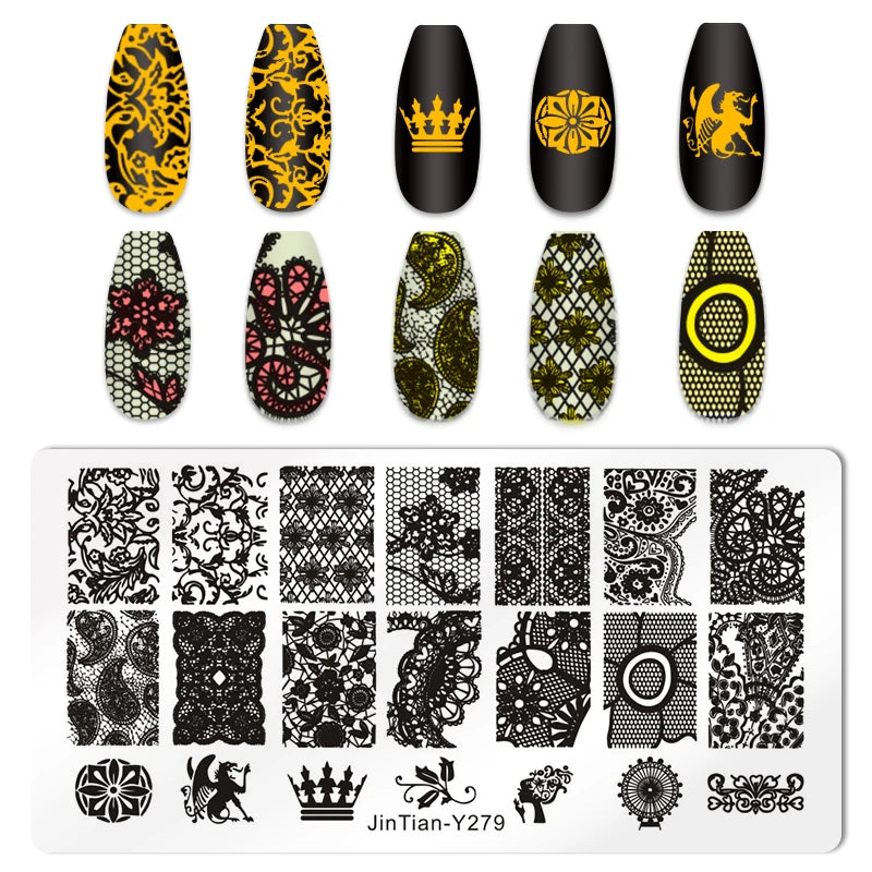 Valentine's Day Nail Stamping Plates Rose Flower Love Theme Nail Art Plate Stainless Steel Halloween Nail Design Stencil Tools