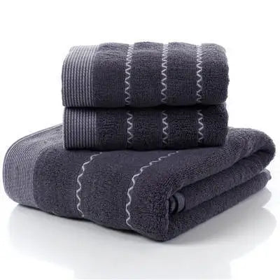 Set of 3 Cotton Bathroom Towels Sets 2pcs Hand Face Towel 35x75cm and 1pcs Big Bath Towels 70X140cm Washcloths Gift Towels
