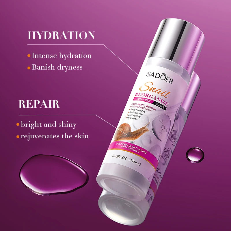 120ml SADOER Snail Collagen Face Toner Moisturizing Anti Wrinkles Anti-Aging Whitening Facial Essence Skin Care Products