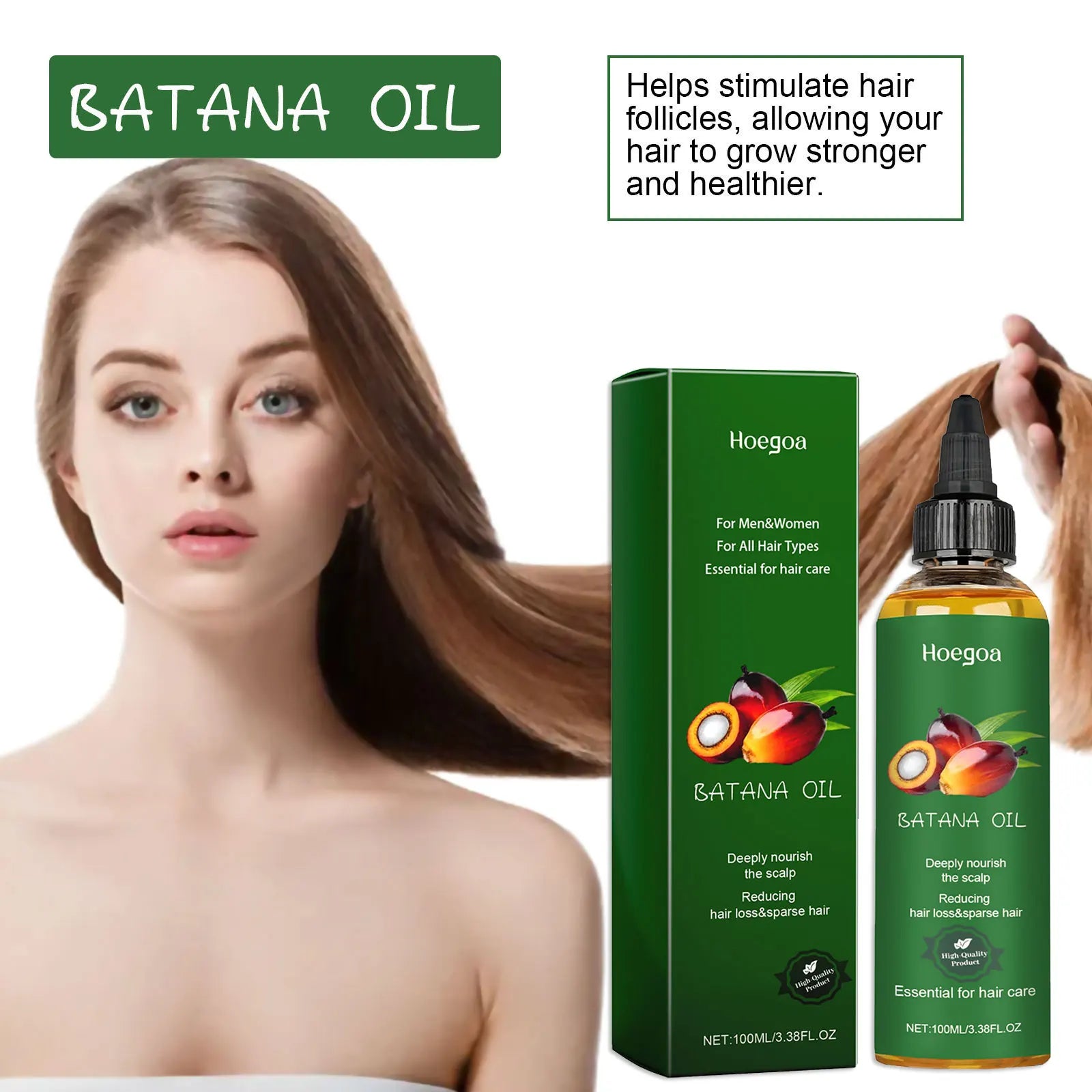 Batana Nourishing Hair Oil Hair Strengthen Repair Split Ends Damage Increase Hair Thickness Smoothness Dense Hair Essential Oil