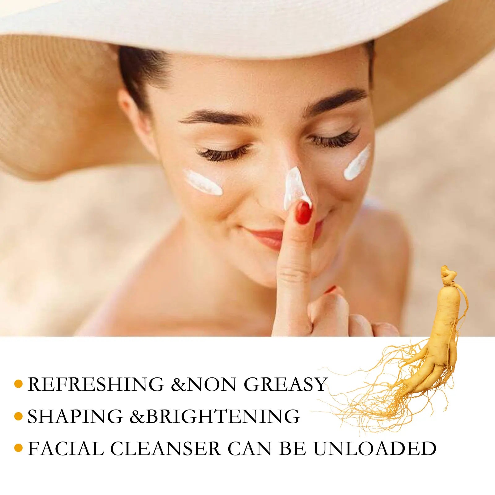 Ginseng Moisturizing Sunscreen SPF 50 Prevent Tanning Repair Sunburn Oil Control Resist Melanin Antioxidant UV Resistant Cream