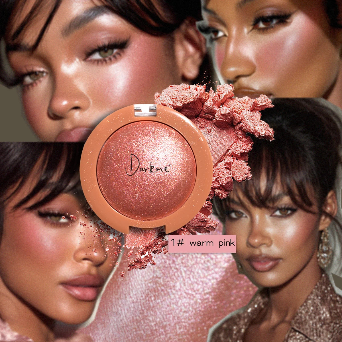 4 Color Highlighter Pearlescent Baked Brightening Blush Powder Cheek Tint Blusher Contour Highlighter Face Shadow Shimmer Rouge