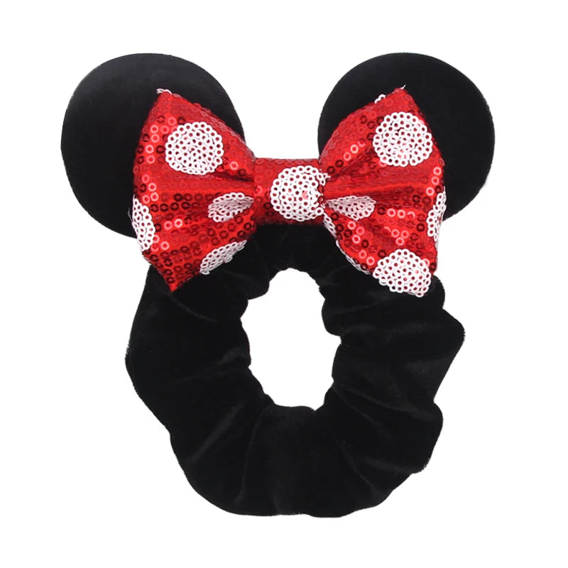 Women Ears Hair Scrunchies Velvet Hairbands For Girls Sequins Bows Headband Women Trip DIY Accessories Mouse Party Decor