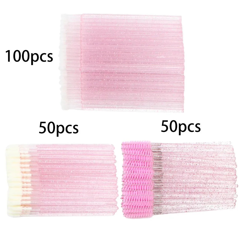 200pcs Disposable Brushes Set Mascara Wands Lip Brushes Microbrush Applicator Swab for Eyelash Extension Eyebrow Makeup Tools