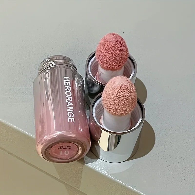 Herorange Liquid Blush Stick with Sponge Tip – Waterproof, Long-Lasting Color for Lips & Cheeks, Brightening Makeup