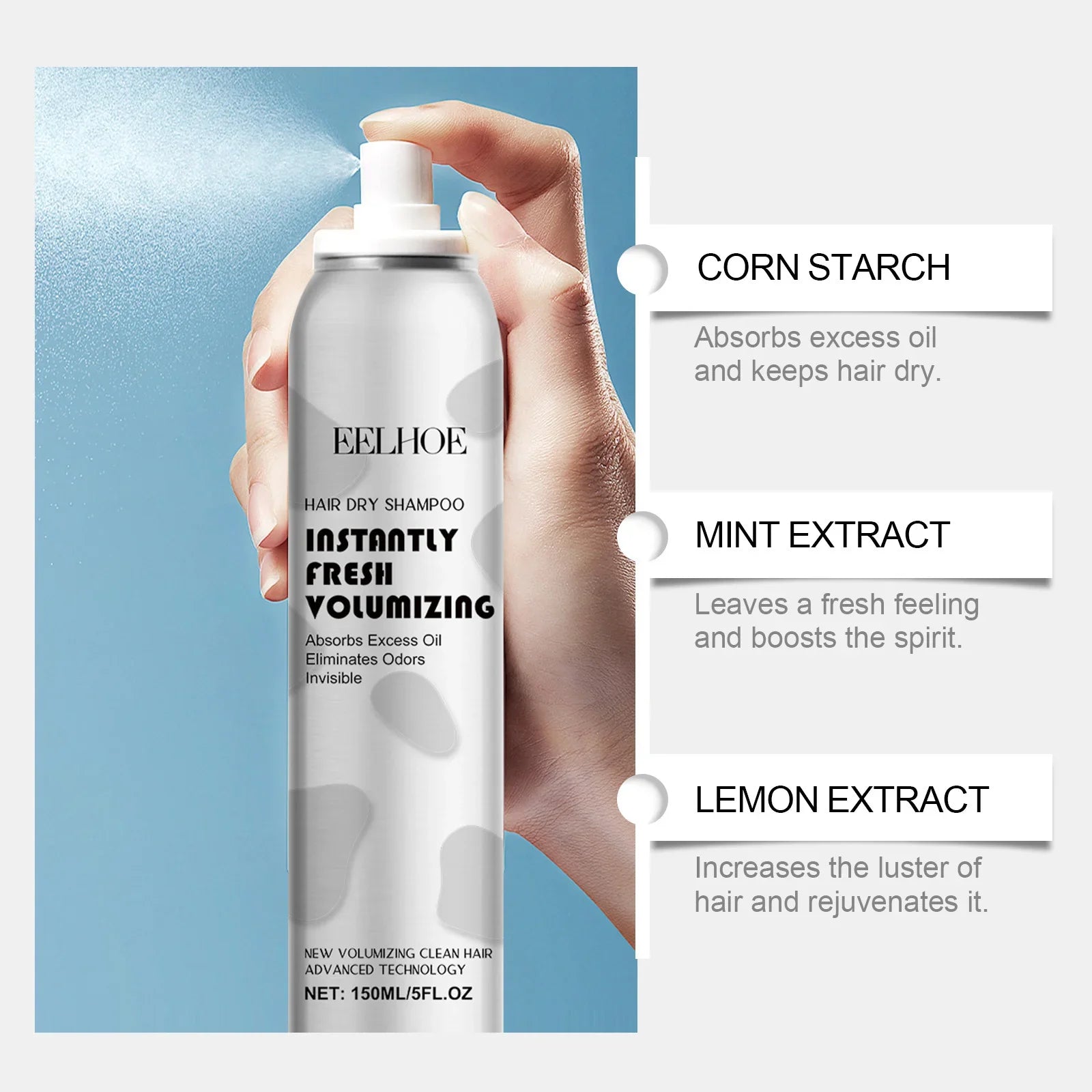 Dry Hair Shampoo Spray Instantly Fresh Volumizing Hair Dry Shampoo Volumizing Oil Contro No-Wash Hair Fluffy Spray Hair Care