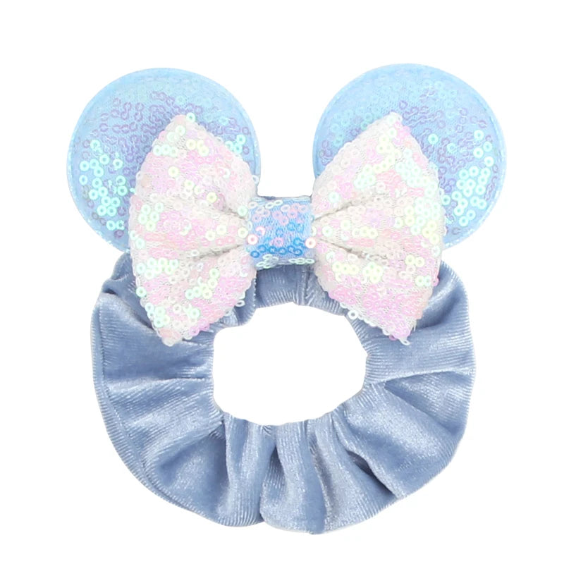 Women Ears Hair Scrunchies Velvet Hairbands For Girls Sequins Bows Headband Women Trip DIY Accessories Mouse Party Decor