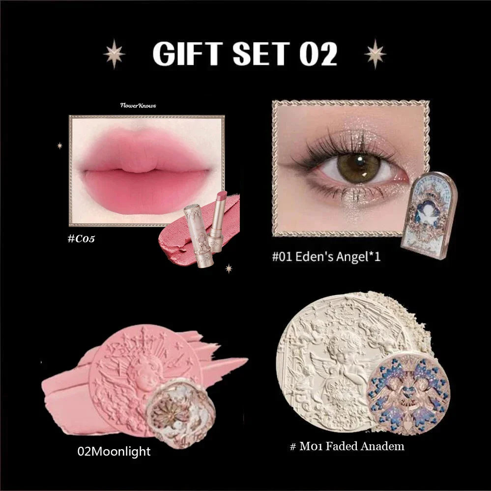 Flower Know Little Angel Collection Makeup Gift Box Eyeshadow Blush Cream Matte Lipstick Highlighter Full Kit All In One