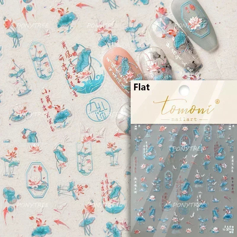 Sea Wave Jellyfish Starfish Conch Shell Dolphin Pearl Summer Beach Goldfish Water Bubble Mermaid Koi INS Nail Art Stickers Decal