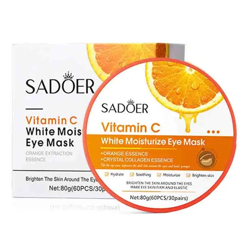 60pcs SADOER Vitamin C Collagen Eye Mask Anti Dark Circles Removal Eyes Bags Moisturizing Firming Eye Patches Eyes Skin Care