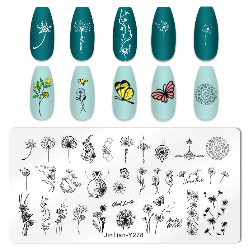 Valentine's Day Nail Stamping Plates Rose Flower Love Theme Nail Art Plate Stainless Steel Halloween Nail Design Stencil Tools
