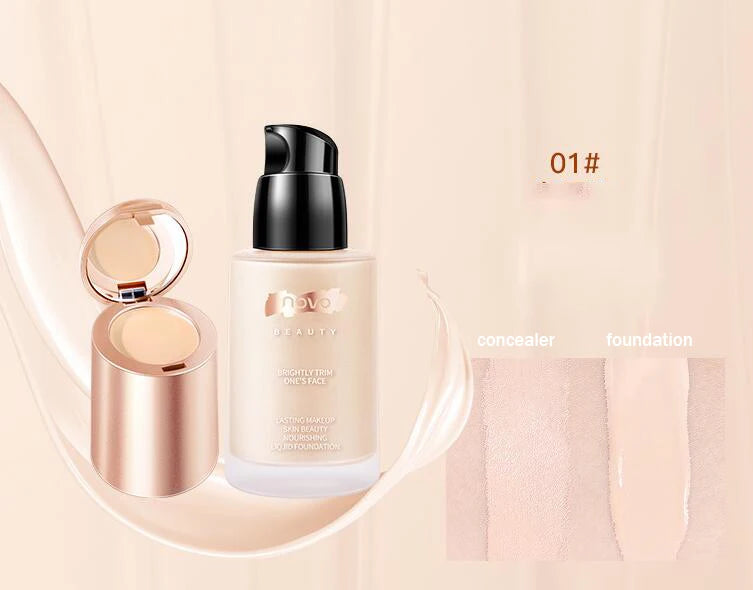 NOVO Professional new liquid foundation concealer cream 2 in 1 face base korean lasting makep 30ml private label