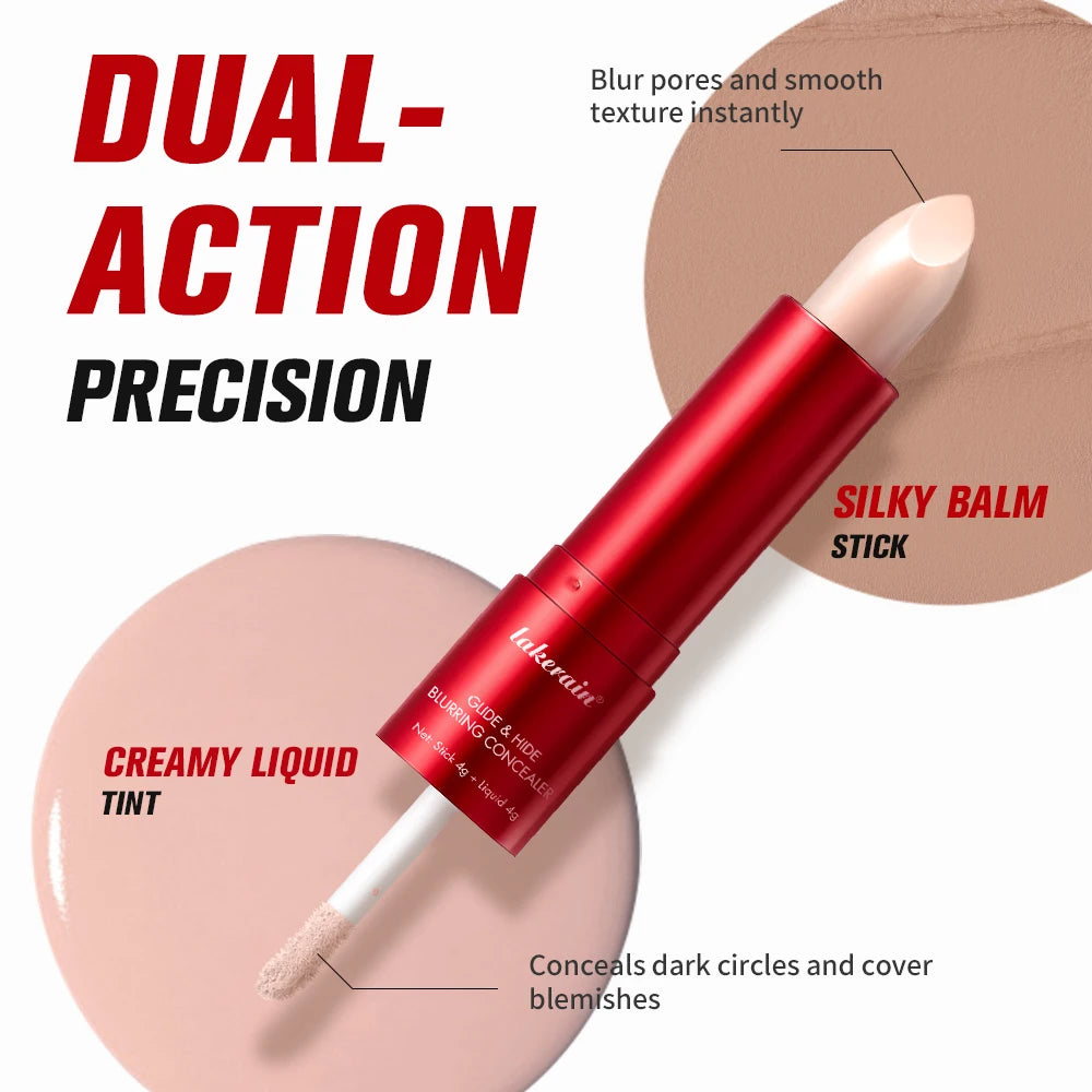 GlideHide Blurring Concealer Creamy texture Conceals dark circles wrinkles Dual formula liquid tip balm stick Long-lastin
