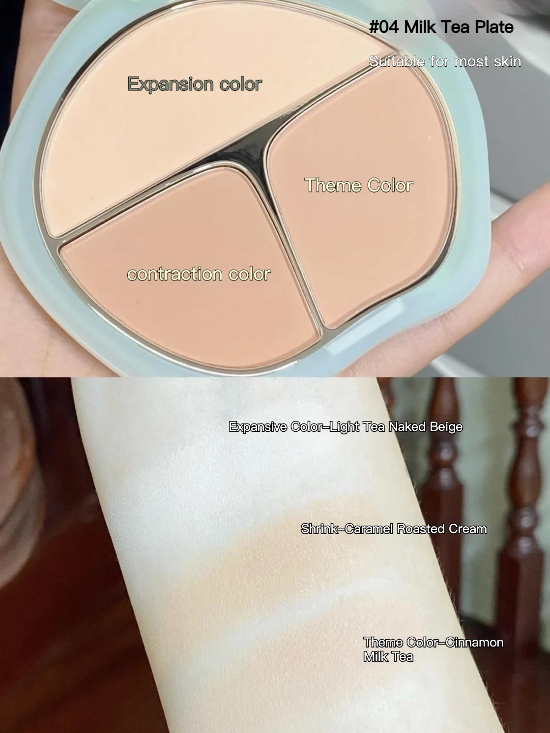TIMAGE 3 Color Blusher Matte Powder Cheek Blush Natural Brightening Rouge Plate Expansion Color Milk Tea