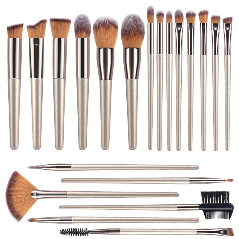 Hot Champagne Makeup Brushes Set for Women Cosmetic Foundation Powder Blush Eyeshadow Kabuki Blending Make Up Brush Beauty Tools